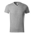Heavy V-neck póló unisex sötétszürke melírozott XL