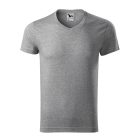 Slim Fit V-neck póló férfi sötétszürke melírozott 2XL