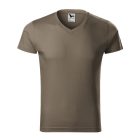 Slim Fit V-neck póló férfi army 3XL