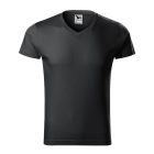Slim Fit V-neck póló férfi ébenszürke M